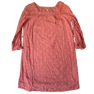 Old Navy Women Dress Size S Red Geometric Shift 3/4 Sleeve Knee Length